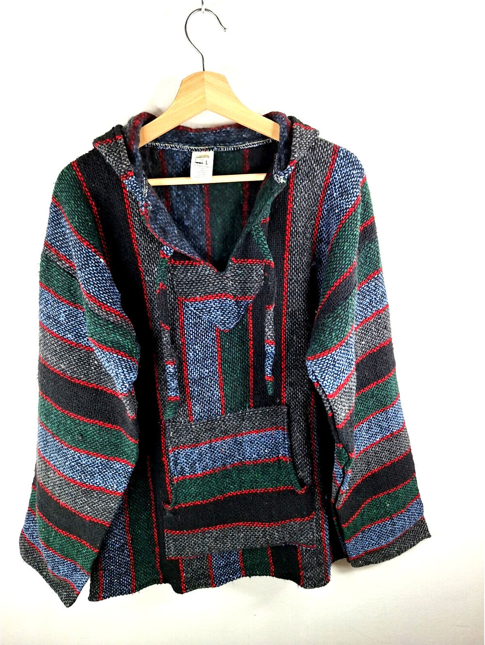 Vintage Mexican Baja Hoodie Groovy 70s Y2K Hippie Festival Surfer Skater Boho